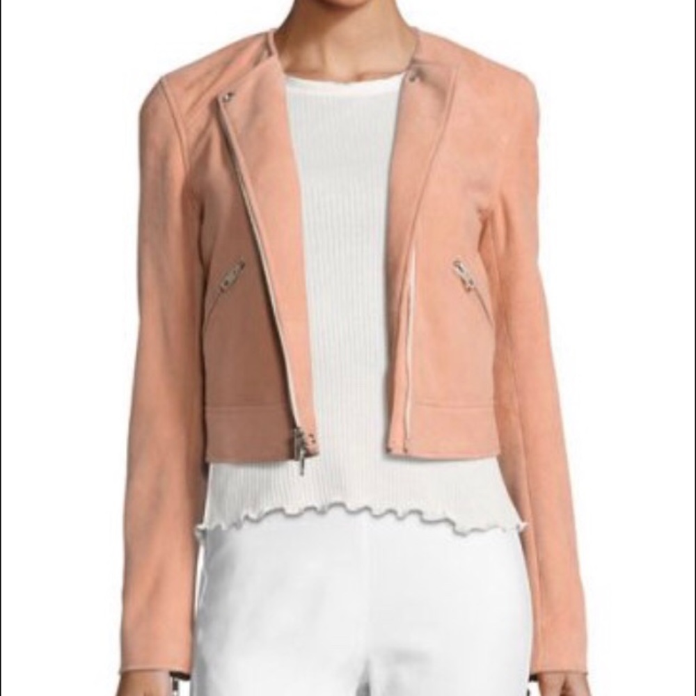 Rag & Bone  Peach Hollander Moto Suede Jacket